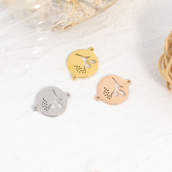 Immagine di 304 Acciaio Inossidabile Connettore Tondo Multicolore Fata Filigrana 21mm x 17mm, 2 Pz