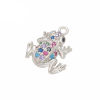 Picture of Brass Charms Frog Animal Micro Pave Multicolor Rhinestone 15mm x 13.5mm