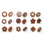 Picture of Natural Wood Ear Post Stud Earrings Findings Round Brown Flower W/ Loop