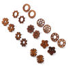 Image de Boucles d'Oreilles Puces en Bois Naturel Rond Brun Fleurs avec Boucle 10 Pcs