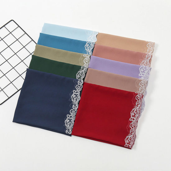 Picture of Chiffon Women's Hijab Scarves & Wraps Rectangle Lace Multicolor 172cm x 72cm