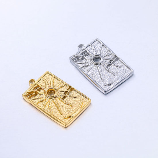 Изображение Нержавеющая Сталь галактика галактика Подвески Прямоугольник Разноцветный Солнце 30мм x 18.5мм, 1 ШТ