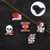 Picture of Halloween Pin Brooches Skeleton Skull Rose Flower White & Red Enamel