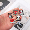 Picture of Halloween Pin Brooches Skeleton Skull Rose Flower White & Red Enamel