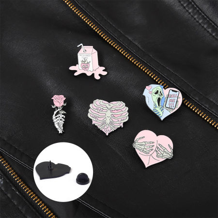 Halloween Brosche Skelett Schädel Bunt Emaille 1 Stück