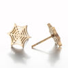 Picture of Titanium Steel Halloween Ear Post Stud Earrings Multicolor Cobweb Hollow 9mm x 9mm