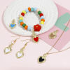 Imagen de Zamak Religión Colgantes Charms Corazón Exvoto Chapado en Oro Multicolor Esmalte 27mm x 15mm, 10 Unidades