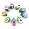 Bild von Polymer Ton Perlen Blume Blätter Bunt, 12mm x 8mm, Loch: 1.5mm, 100 Stück
