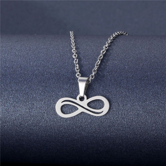 Picture of 304 Stainless Steel Link Cable Chain Necklace Silver Tone 45cm(17 6/8") long