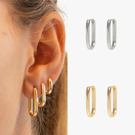 Picture of Brass Ins Style Hoop Earrings Multicolor U-shaped                                                                                                                                                                                                             