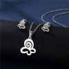 Bild von Edelstahl Ins Stil Schmuck Halskette Ohrringe Set Silberfarbe Hohl 1 Set