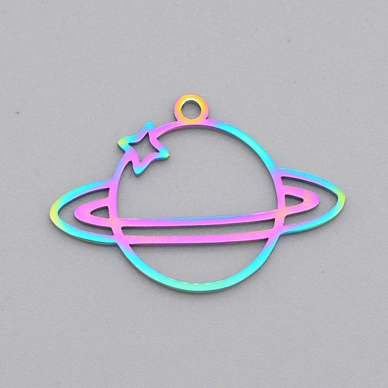 Image de Breloques en Acier Inoxydable Galaxie Soleil Multicolore Lune Creux 1 Pièce