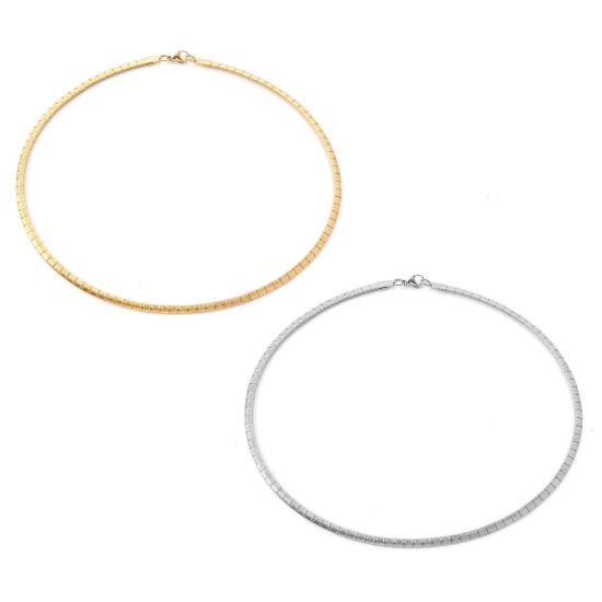 Image de Colliers en 304 Acier Inoxydable Chaîne Maille Omega Multicolore 45cm long, Taille de Chaîne: 4mm, 1 Pièce