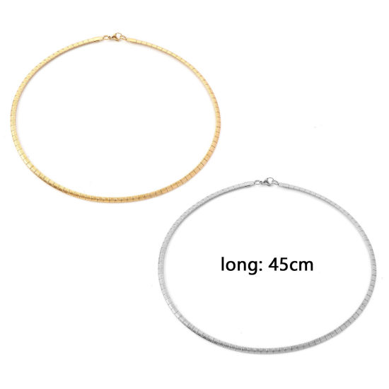 Image de Colliers en 304 Acier Inoxydable Chaîne Maille Omega Multicolore 45cm long, Taille de Chaîne: 4mm, 1 Pièce