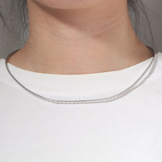 Image de Colliers en 304 Acier Inoxydable Chaîne Maille Omega Multicolore 45cm long, Taille de Chaîne: 4mm, 1 Pièce