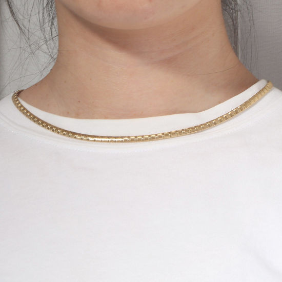 Image de Colliers en 304 Acier Inoxydable Chaîne Maille Omega Multicolore 45cm long, Taille de Chaîne: 4mm, 1 Pièce