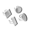 Picture of 304 Stainless Steel Open Adjustable Rings Silver Tone Geometric Cabochon Settings 17.3mm(US Size 7), 1 Piece