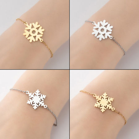 Image de Chaîne Maille Cheval Bracelets Noël en Acier Titane Multicolore Flocon de Neige de Noël 13.5cm long, 1 Pièce