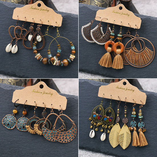 Picture of Boho Chic Bohemia Earrings Bronzed Round Tassel