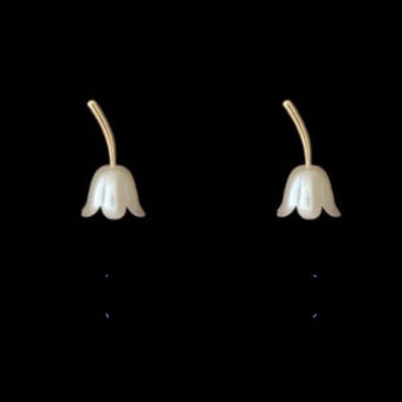 Изысканный Серьги 14k позолоченный Лилия 22мм x 10мм, 1 Пара