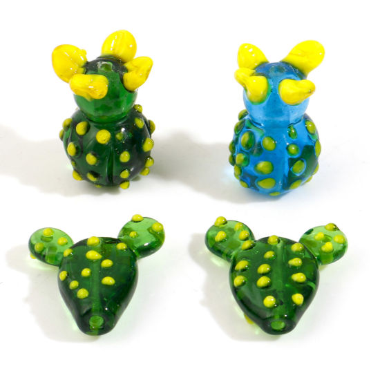 Bild von Muranoglas 3D Perlen Kaktus Bunt 2 Stück