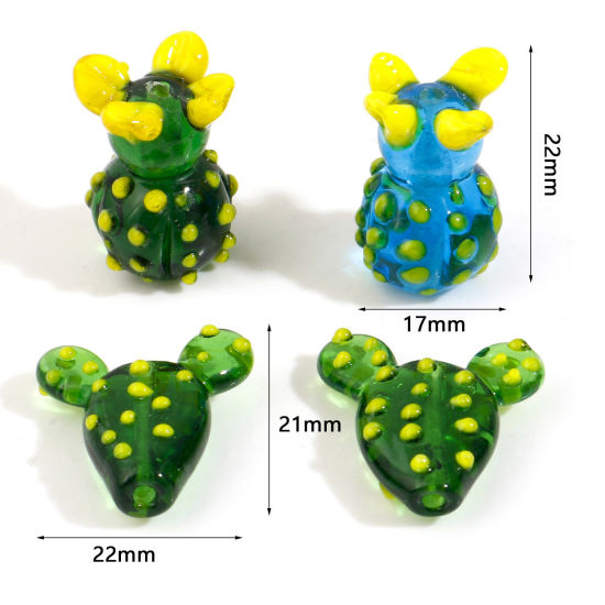 Bild von Muranoglas 3D Perlen Kaktus Bunt 2 Stück
