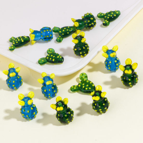 Picture of Lampwork Glass 3D Beads Cactus Multicolor