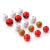 Picture of Natural Wood Christmas Spacer Beads Round Multicolor Message " Merry Christmas "