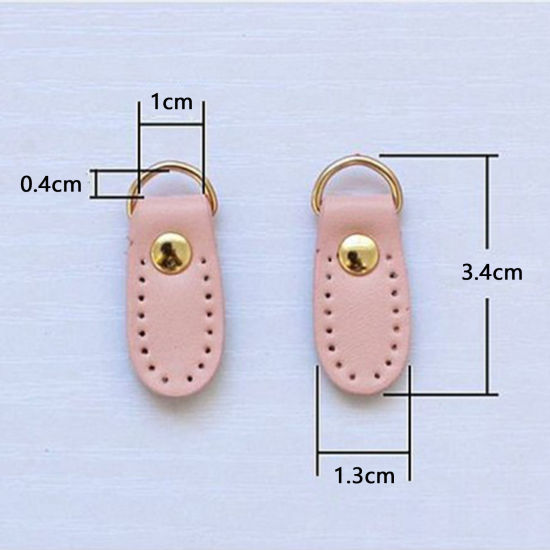 Picture of Real Leather Zipper Pull Tab DIY Bag Purse Accessories Multicolor 3.4cm x 1.3cm