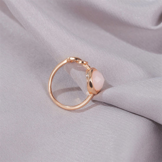 Bild von Messing Exquisit Uneinstellbar Ring Liebesknoten Rund Vergoldet Rosa Imitierte Katzenauge 1 Stück                                                                                                                                                             
