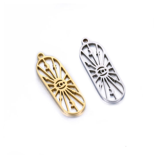 Изображение Нержавеющая Сталь галактика галактика Подвески Овальные Разноцветный Око Провидения / Всевидящее Око ажурная резьба 27.5мм x 9мм, 2 ШТ