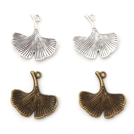 Picture of Zinc Based Alloy 3D Charms Multicolor Gingko Leaf 24mm x 24mm