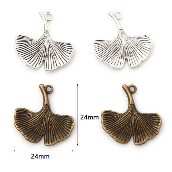 Picture of Zinc Based Alloy 3D Charms Multicolor Gingko Leaf 24mm x 24mm