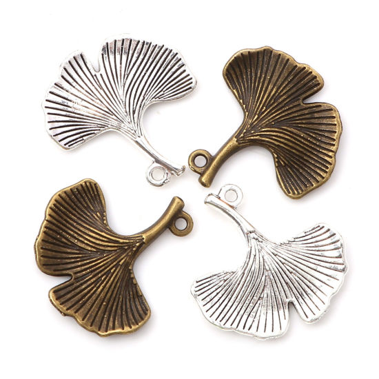 Picture of Zinc Based Alloy 3D Charms Multicolor Gingko Leaf 24mm x 24mm