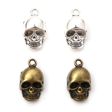 Zinc Based Alloy 3D Charms Multicolor Halloween Skeleton Skull 20mm x 11mm