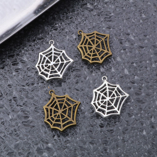 Immagine di Lega di Zinco Charms Ragnatela Multicolore Filigrana 25mm x 23mm , 20 Pz