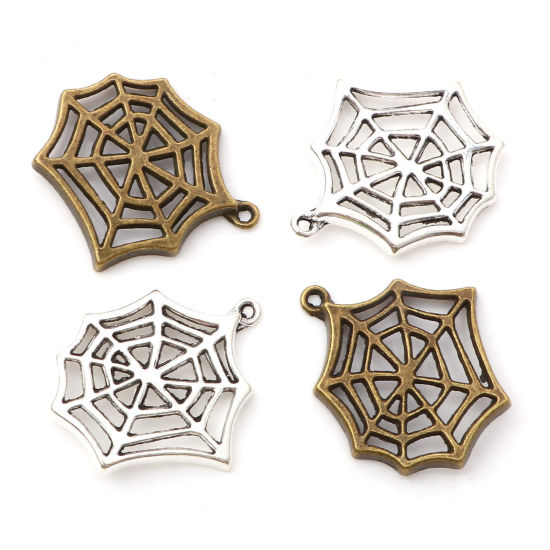 Immagine di Lega di Zinco Charms Ragnatela Multicolore Filigrana 25mm x 23mm , 20 Pz