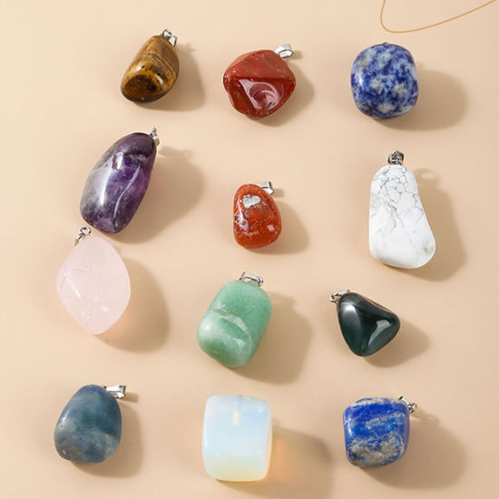 Picture of Gemstone ( Natural ) Charms Silver Tone Multicolor Irregular