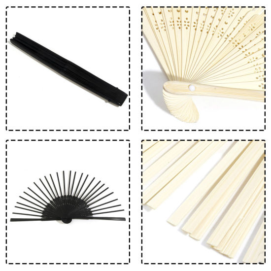Picture of Bamboo Japanese Style Folding Fan Ribs DIY Handmade Craft Multicolor Hollow 21cm x 2.2cm