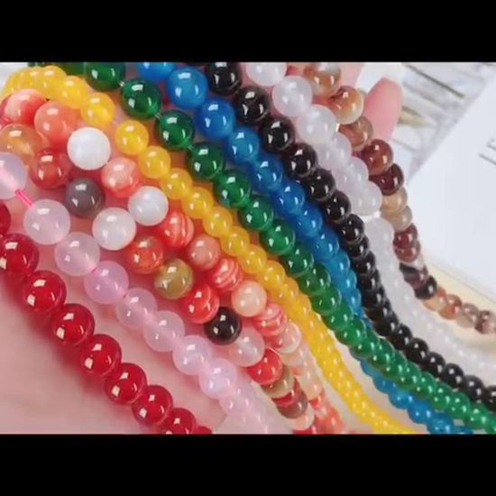 Image de Perles (Demi-Trou) en Gemme ( Naturel ) Rond Multicolore 10 PCs