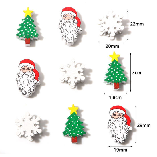 Bild von Natürliches Holz Weihnachten Zwischenperlen Spacer Perlen Bunt 10 Stück