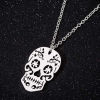 Imagen de Acero Inoxidable Halloween Cable Cadena Cruz Collares Multicolor Cráneo Filigrana Hueco 45cm longitud, 1 Unidad