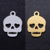 Picture of Stainless Steel Halloween Charms Multicolor Skull Heart Hollow 14mm x 10mm