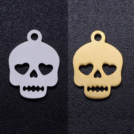 Stainless Steel Halloween Charms Multicolor Skull Heart Hollow 14mm x 10mm