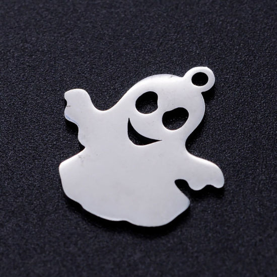 Picture of Stainless Steel Halloween Charms Multicolor Halloween Ghost Hollow 18mm x 17mm