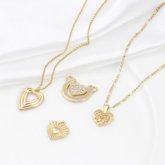 Picture of Zinc Based Alloy Valentine's Day Pendants Gold Plated Heart