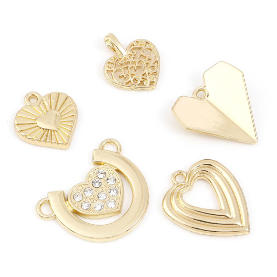 Picture of Zinc Based Alloy Valentine's Day Pendants Gold Plated Heart