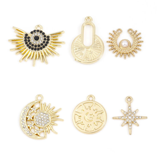 Picture of Zinc Based Alloy Galaxy Charms Gold Plated Sun Star