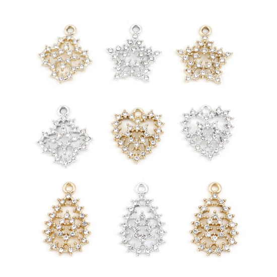 Picture of Zinc Based Alloy Style Of Royal Court Character Charms Multicolor Geometric Hollow Clear Rhinestone