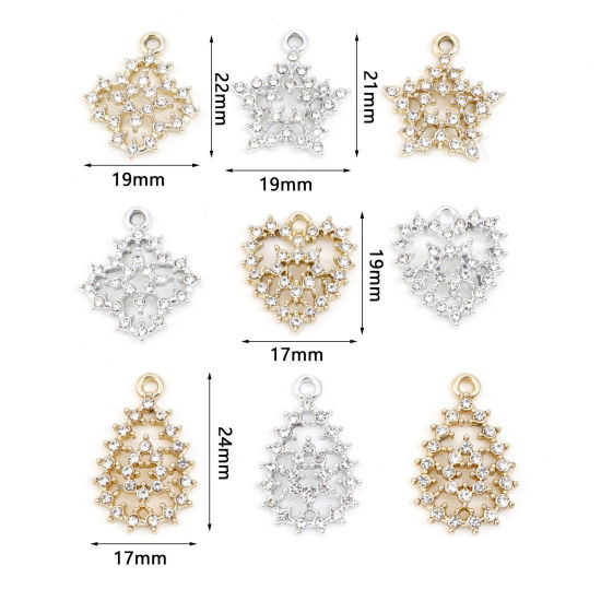 Picture of Zinc Based Alloy Style Of Royal Court Character Charms Multicolor Geometric Hollow Clear Rhinestone